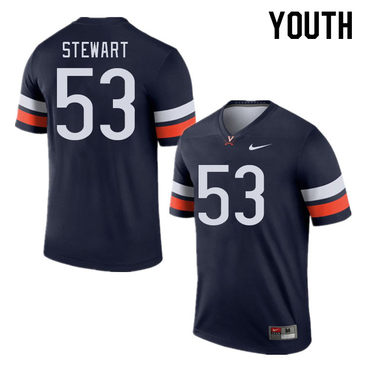 Youth #53 Justin Stewart Virginia Cavaliers College Football Jerseys Stitched Sale-Navy